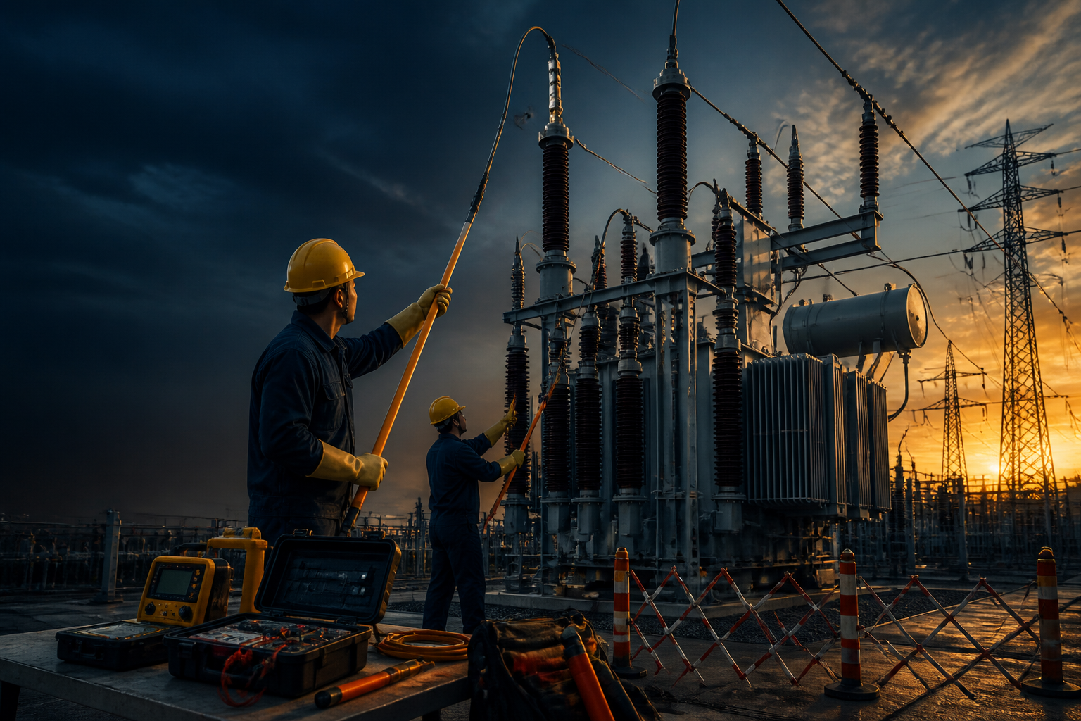 High-voltage substation inspection with electrical safety tools