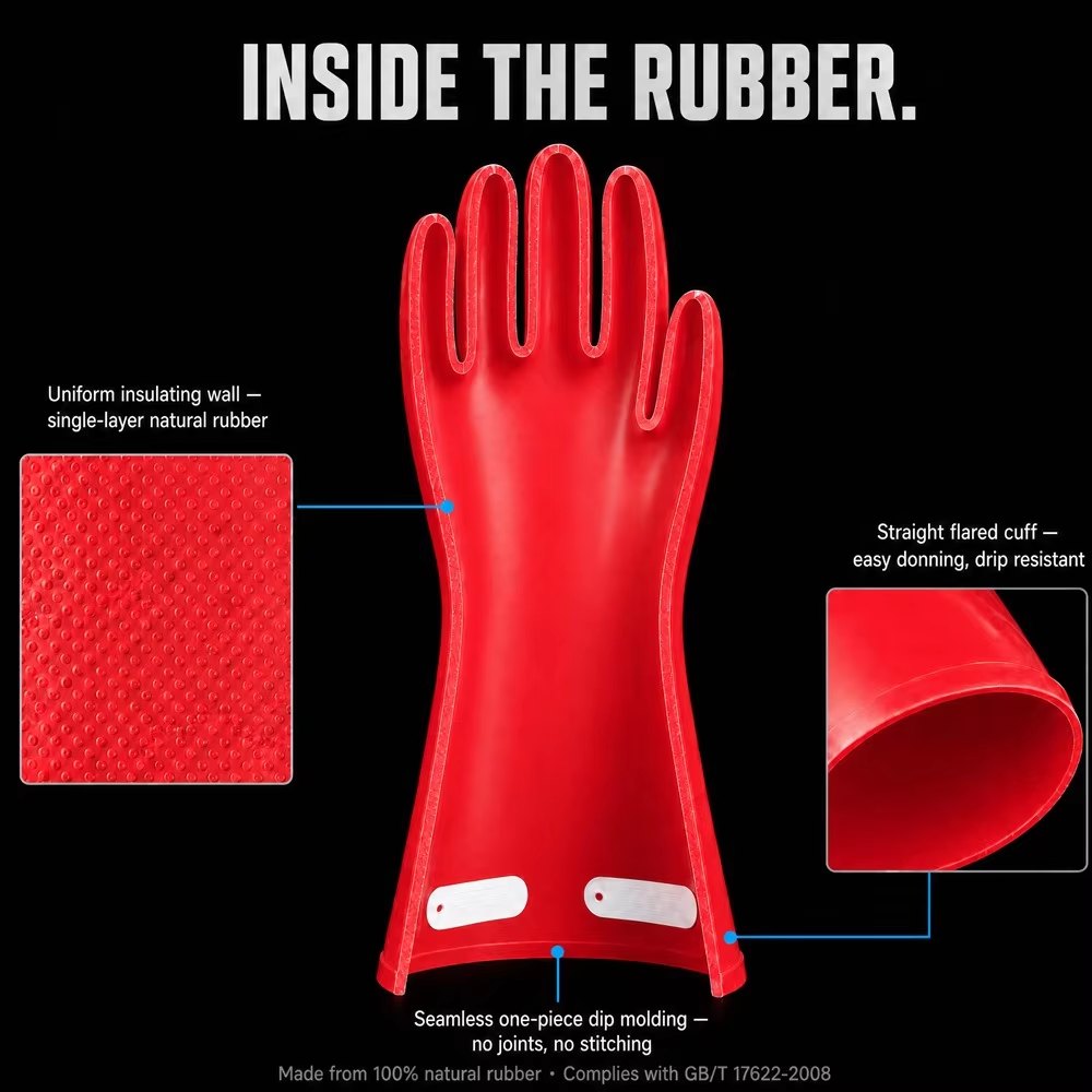 Natural Rubber Insulating Gloves 3 kV Working / 10 kV Test detail 2