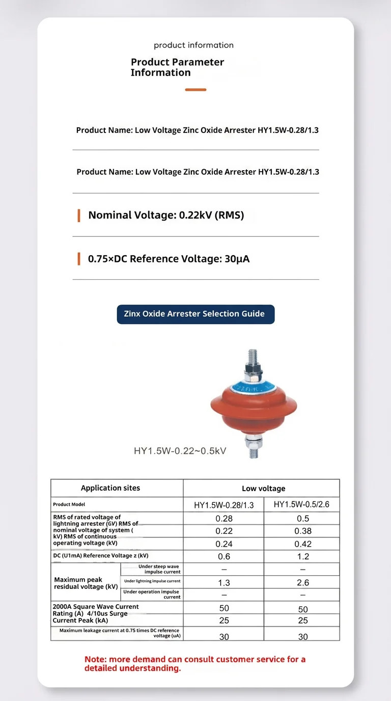 Low-Voltage Zinc Oxide Surge Arrester HY 15W-05/26 detail 1