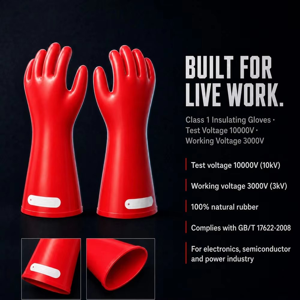 Natural Rubber Insulating Gloves 3 kV Working / 10 kV Test detail 1