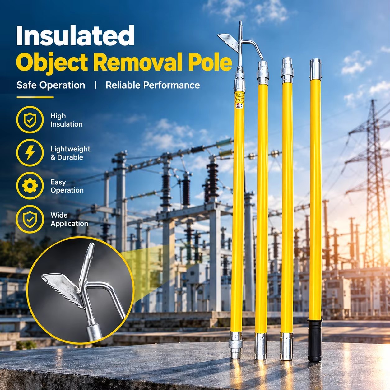 Insulated Hook Rod for Railway Catenary Object Removal image 1