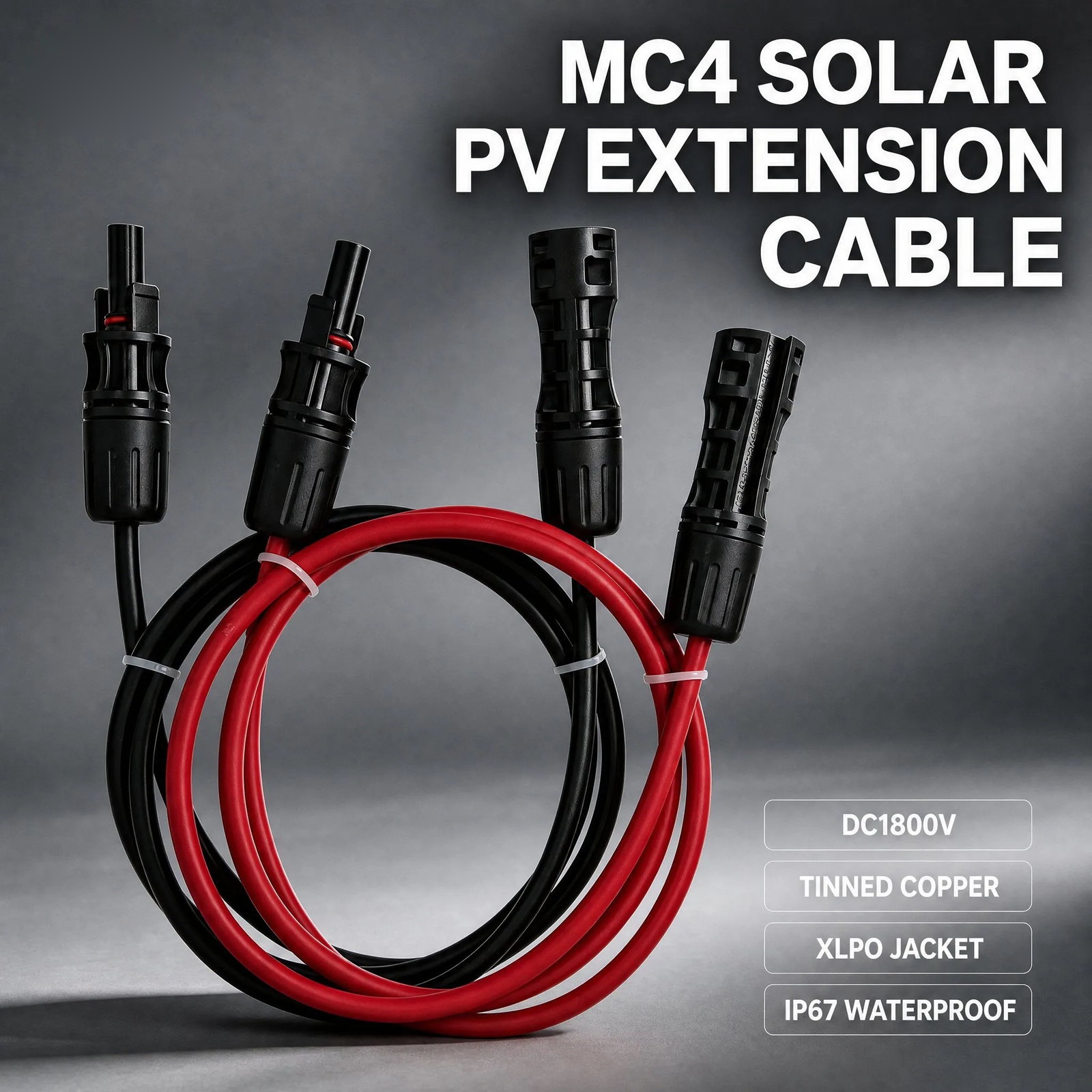 Double-Head Waterproof Solar PV Extension Cable 1000 V / 1500 V (4 / 6 mm²)
